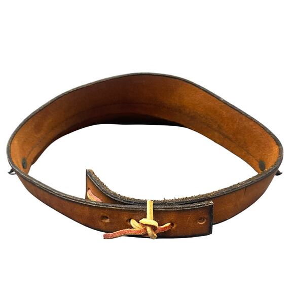 VTG Leather Hand Tooled Floral Sun Visor Brown Boho Hippie 70s Festival Western - Picture 6 of 16